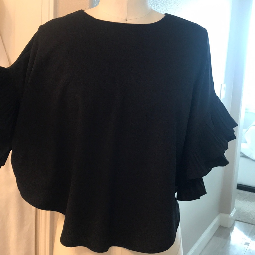 Akira sleeved Black ruffled top